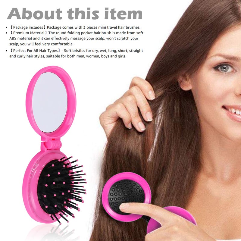 ATB 1st Choice Travel Folding Hair Brush Mirror Pocket Purse Car Camping Compact 2.5" Gift 1Pc - Image 5